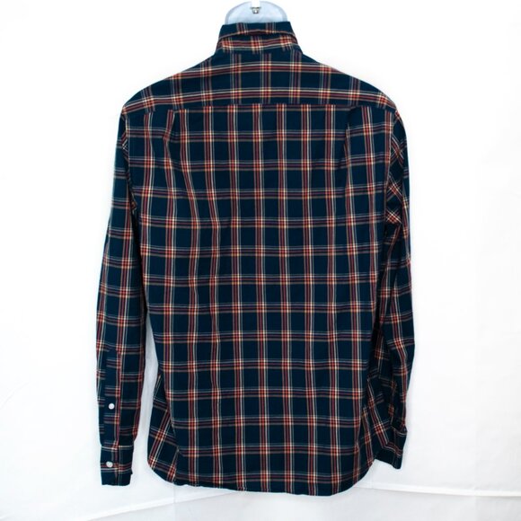 J Crew Mercantile Flex Button Down Shirt Mens M Blue Plaid Long Sleeve Slim L12X - Picture 3 of 5